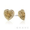 PAIR OF 18K GOLD PLATED INGOT CENTERED HEART SHAPE NUGGET EARRINGS